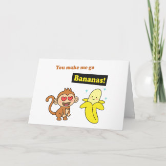 Cartão O macaco vai bananas, humor bonito do amor