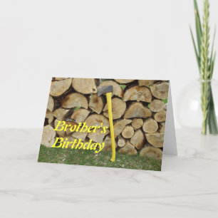 Cartão O machado amarelo de aniversário do irmão e a pi