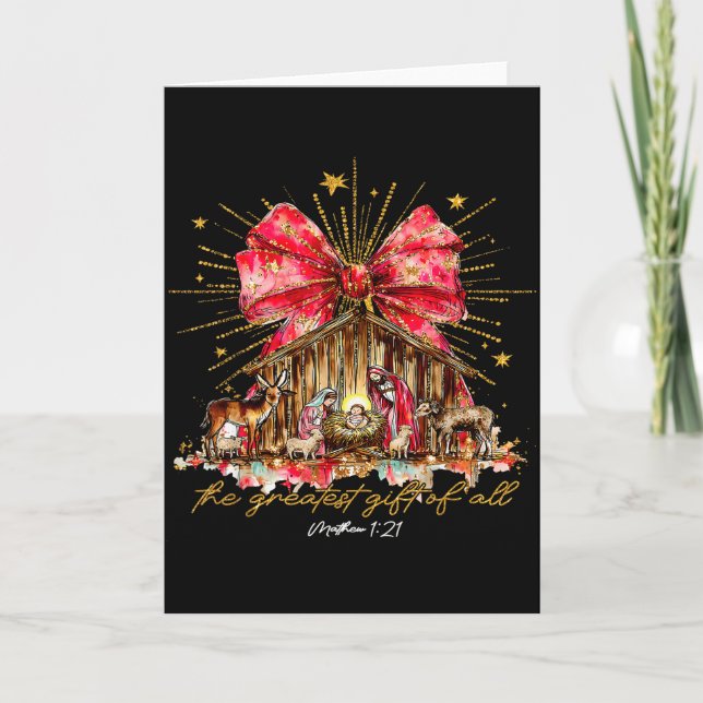 Cartão O Maior Presente De Todos Presépio Cristão  (Frente)