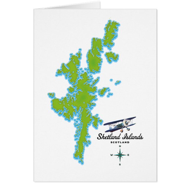 Cartão O mapa das Ilhas Shetland (Frente)