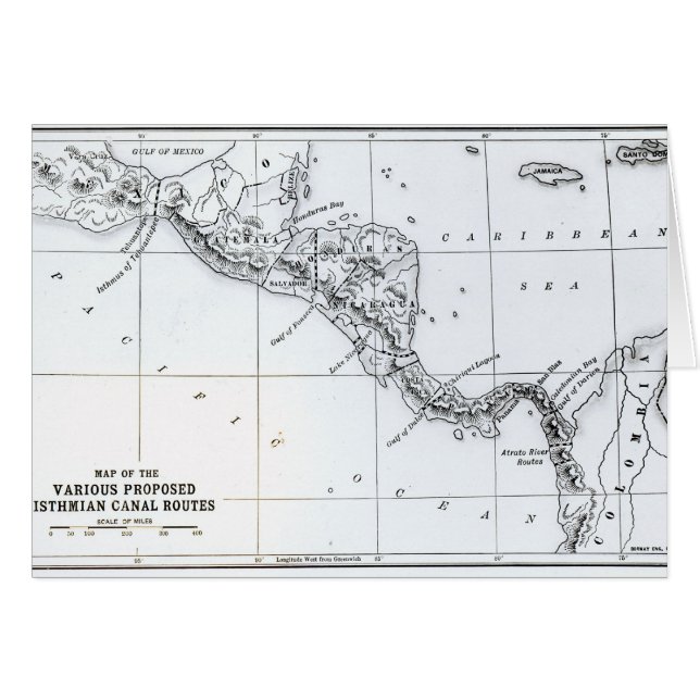 Cartão O mapa props rotas Isthmian do canal (Frente Horizontal)