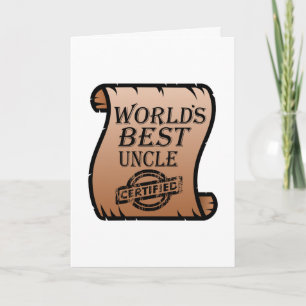 Cartão O melhor certificado certificado do tio do mundo é
