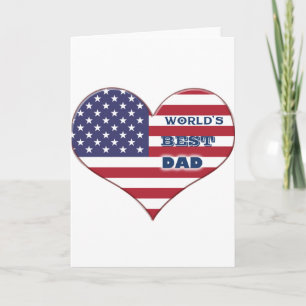 Cartão O melhor Pai da América Flag Heart
