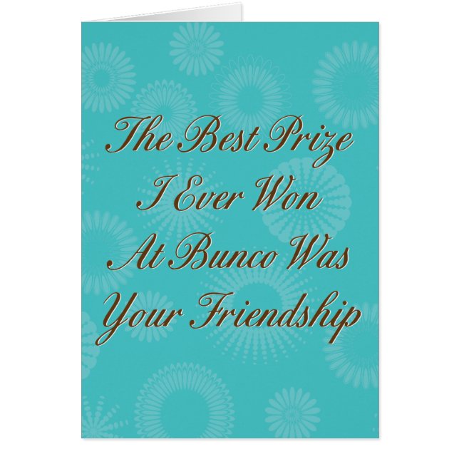 Cartão o melhor prêmio que eu ganhei nunca em Bunco (Frente)
