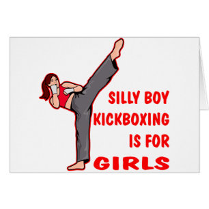 Cartão O menino parvo Kickboxing é para meninas