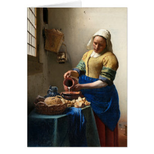 Cartão O Milkmaid, janeiro Vermeer