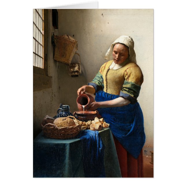 Cartão O Milkmaid, janeiro Vermeer (Frente)
