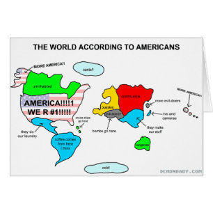 Cartão O mundo de acordo com americanos