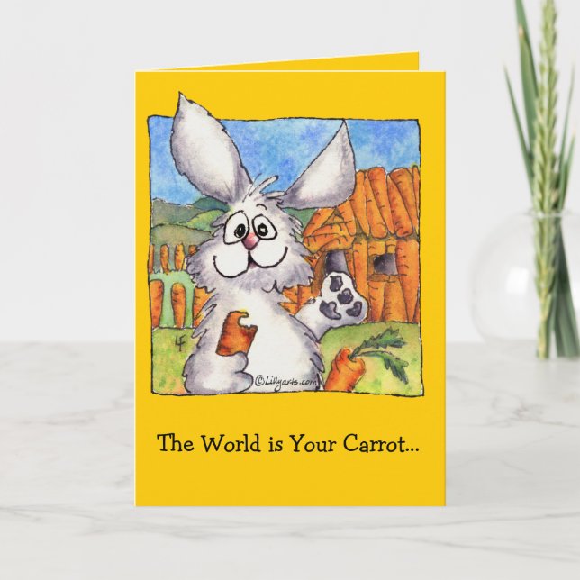 Cartão O Mundo é a sua Carrot Greeting Card (Frente)