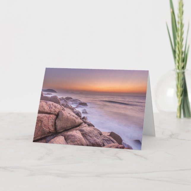 Cartão O nascer do sol na praia Guarda faz Embau (Frente)