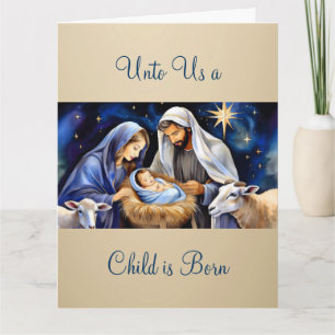 Cartão O Nascimento do Menino Jesus Cumprimentos de Natal