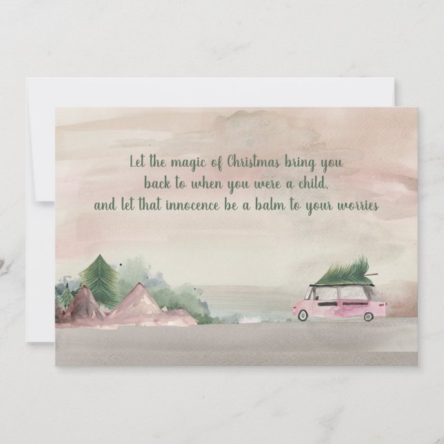 Cartão O Natal da ameixa e do verde trazendo para casa a  (Frente)