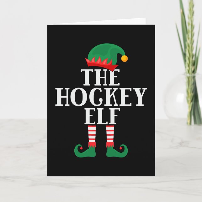 Cartão O Natal Engraçado do Elf Hockey (Frente)