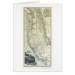 Cartão O navio a vapor distribui o mapa 1891 da