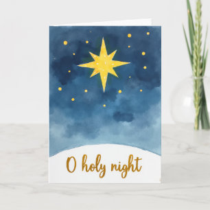 Cartão O Noite Santa Estrela da Natividade Aquarela