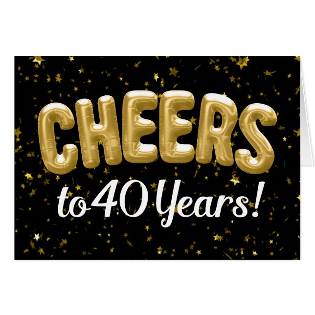 Cartão O ouro Balloons elogios a 40 anos de aniversário (Frente horizontal)