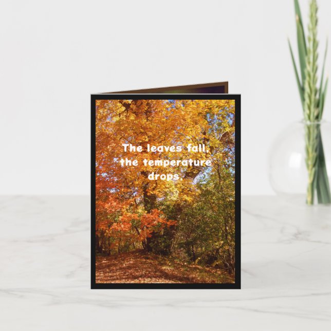 Cartão O outono está aqui, e a sopa também. (Frente)