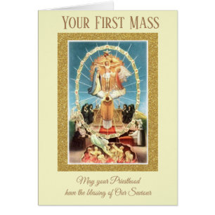 Cartão O padre comemora sua primeira massa