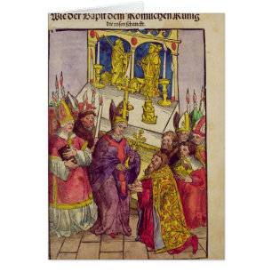Cartão O papa Martin V dá a Sigismund o presente
