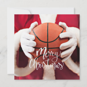 Cartão O Papai Noel de Basquete está jogando no Natal  