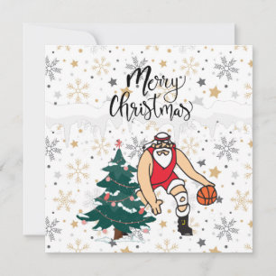 Cartão O Papai Noel de Basquete está jogando no Natal