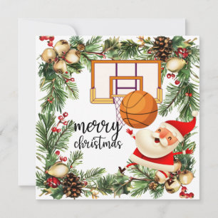 Cartão O Papai Noel de Basquete está jogando no Natal