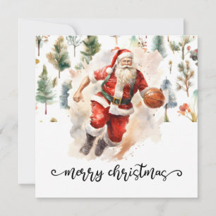 Cartão O Papai Noel de Basquete está jogando no Natal