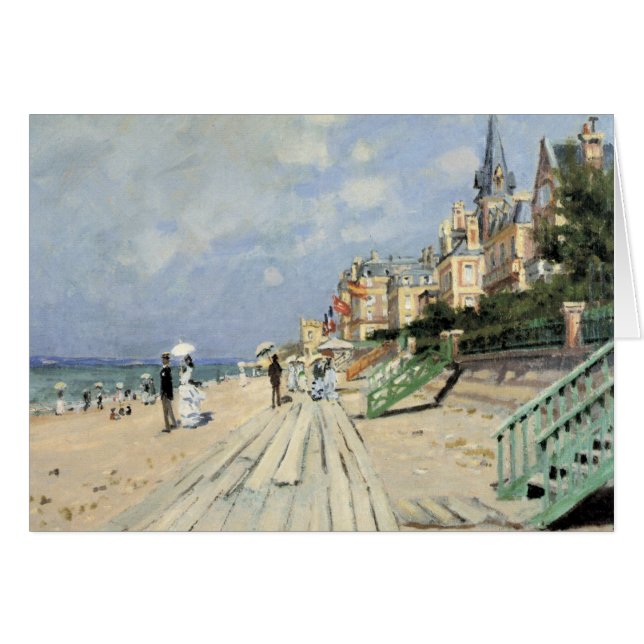 Cartão O passeio em Trouville por Claude Monet (Frente Horizontal)