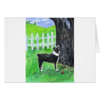 Cartão O pastor australiano vê o esquilo