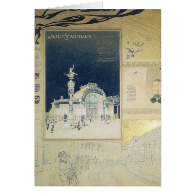 Cartão O pavilhão de Stadtbahn da Viena (Frente)