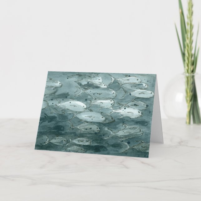 Cartão O peixe do feliz aniversario avalia a aguarela da (Frente)