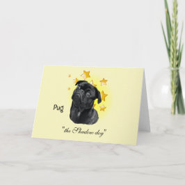 Cartão O Pequeno Pug Negro Bonito é uma Estrela