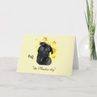 Cartão O Pequeno Pug Negro Bonito é uma Estrela