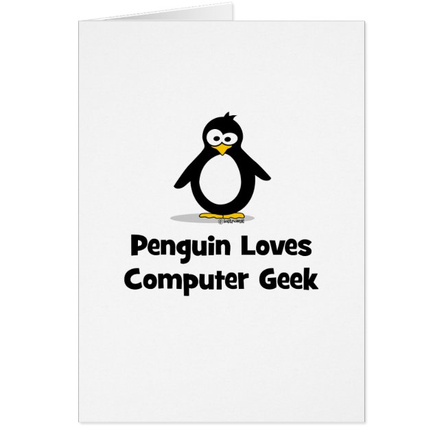 Cartão O pinguim ama o geek do computador (Frente)