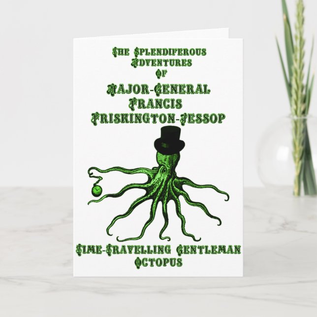 Cartão O polvo do cavalheiro viajante no tempo (Frente)