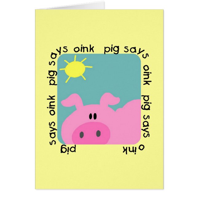 Cartão O porco diz Oink t-shirt e presentes (Frente)