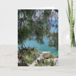 Cartão O porto de Skiathos Port. Em branco.