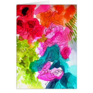 Cartão O primavera floresce a arte abstracta do