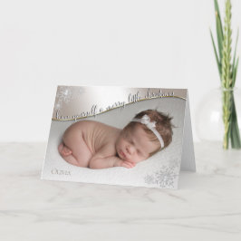 Cartão O primeiro champanhe de Natal do bebê, sua foto de