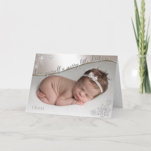 Cartão O primeiro champanhe de Natal do bebê, sua foto de (Frente)