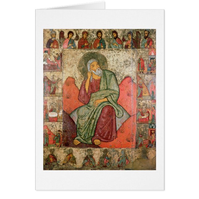Cartão O profeta Elijah, escola de Pskov (painel) (Frente)