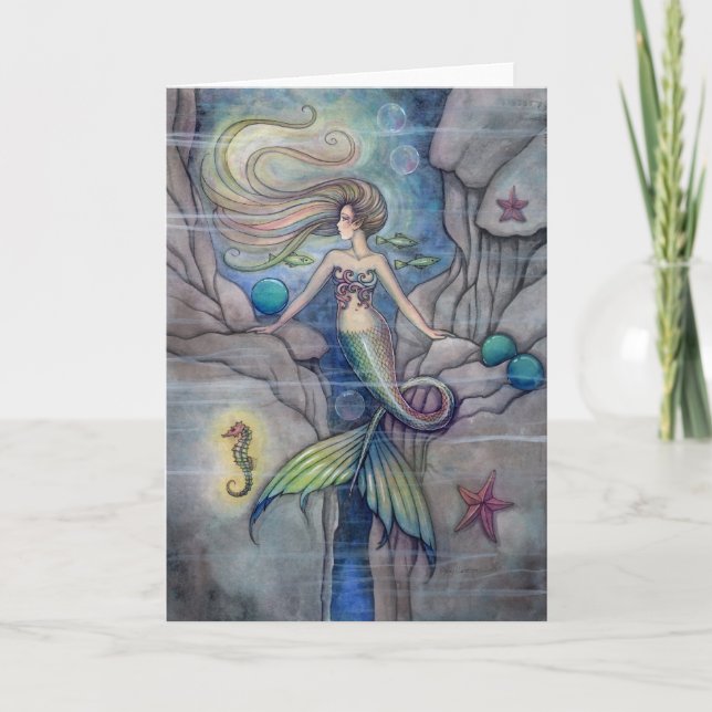 Cartão O que está por baixo de uma bela Mermaid Card (Frente)