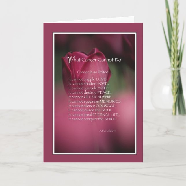 Cartão O que o Cancer não pode fazer, apoiar e encorajar (Frente)