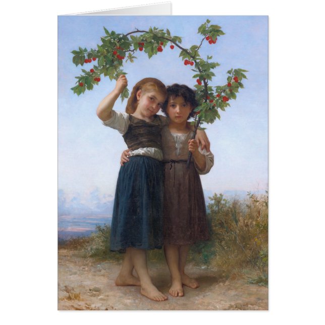 Cartão O ramo da cereja por Bouguereau (Frente)