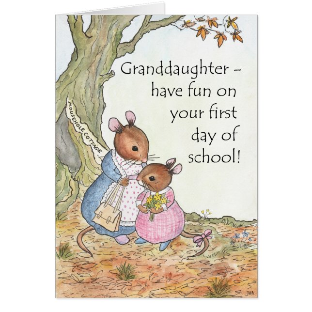 Cartão O rato bonito tem a neta nova da escola do (Frente)