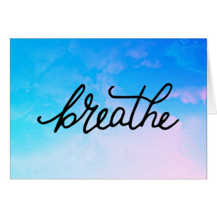 Cartão O *~* RESPIRA o branco de turquesa da aguarela do