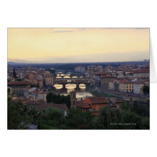 Cartão O rio de Arno e o Ponte Vecchio em Florença,
