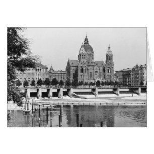 Cartão O rio Isar em Munique, 1910