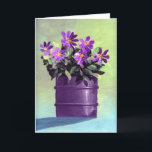 Cartão O roxo floresce a casa nova do Housewarming<br><div class="desc">Pintura acrílica em canvas de flores roxas. Bendel ©Cindy projeta o LLC todos os direitos reservados.</div>