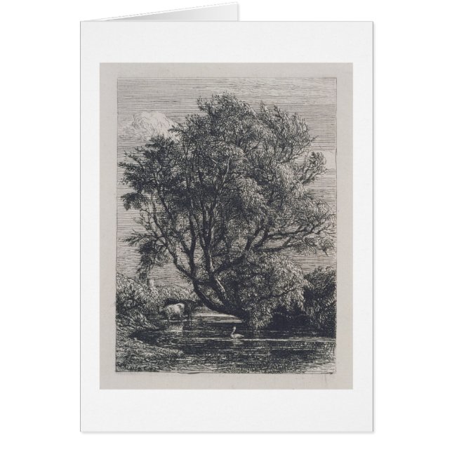 Cartão O salgueiro (gravura a água-forte) (Frente)